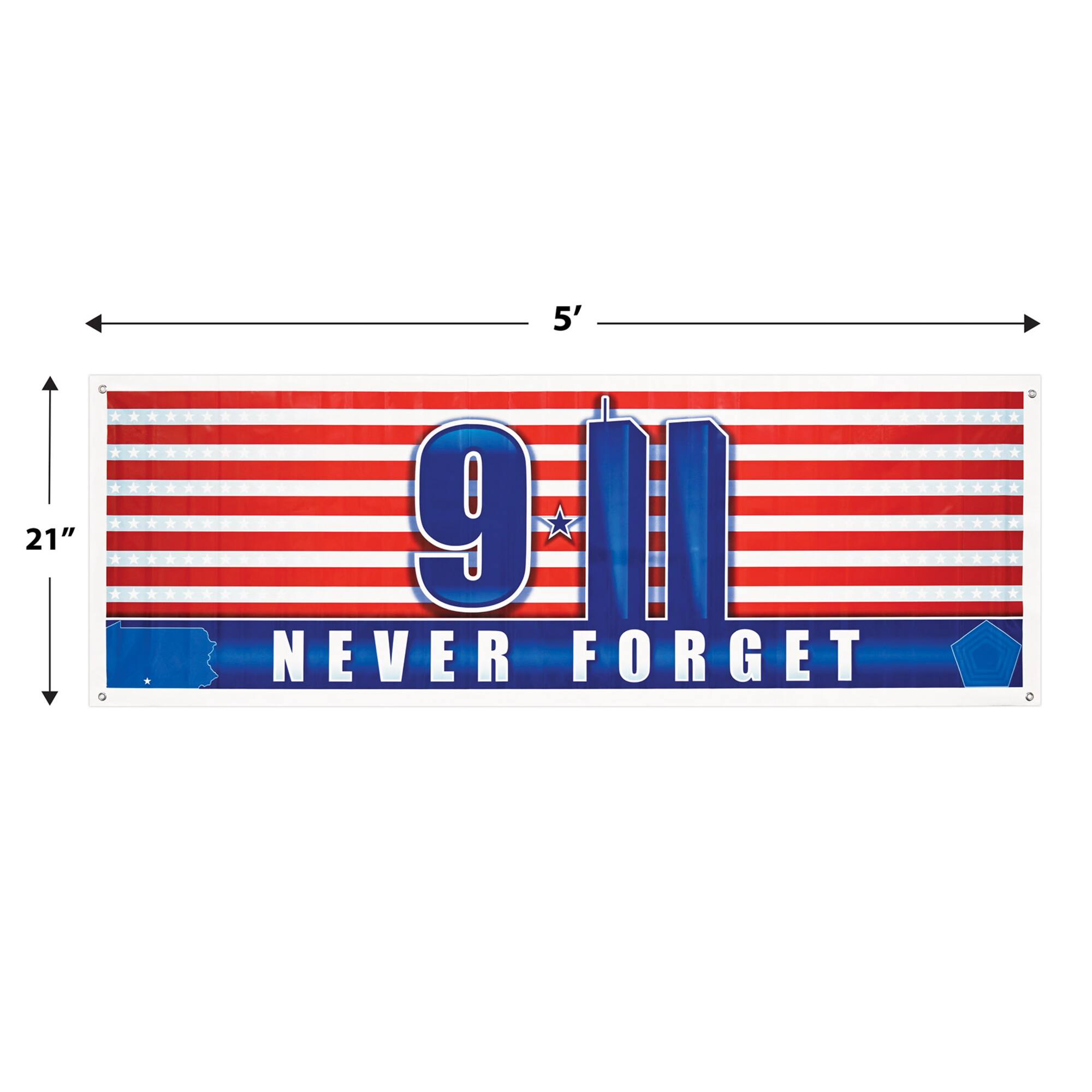 Beistle 5ft. x 21" 9/11 Never Forget Sign Banner